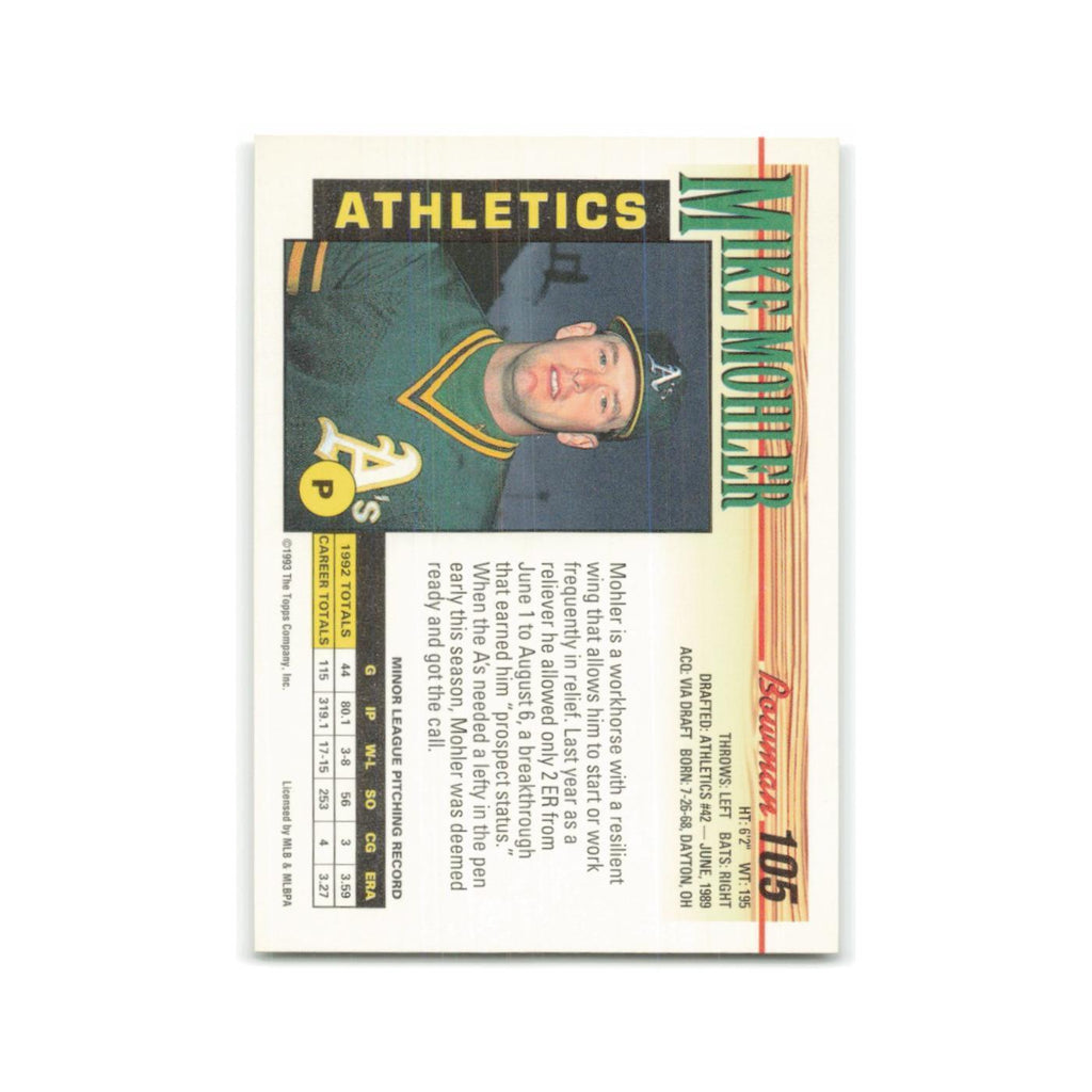 Mike Mohler Rookie 1993 Bowman #105 Oakland Athletics Baseball Card NM