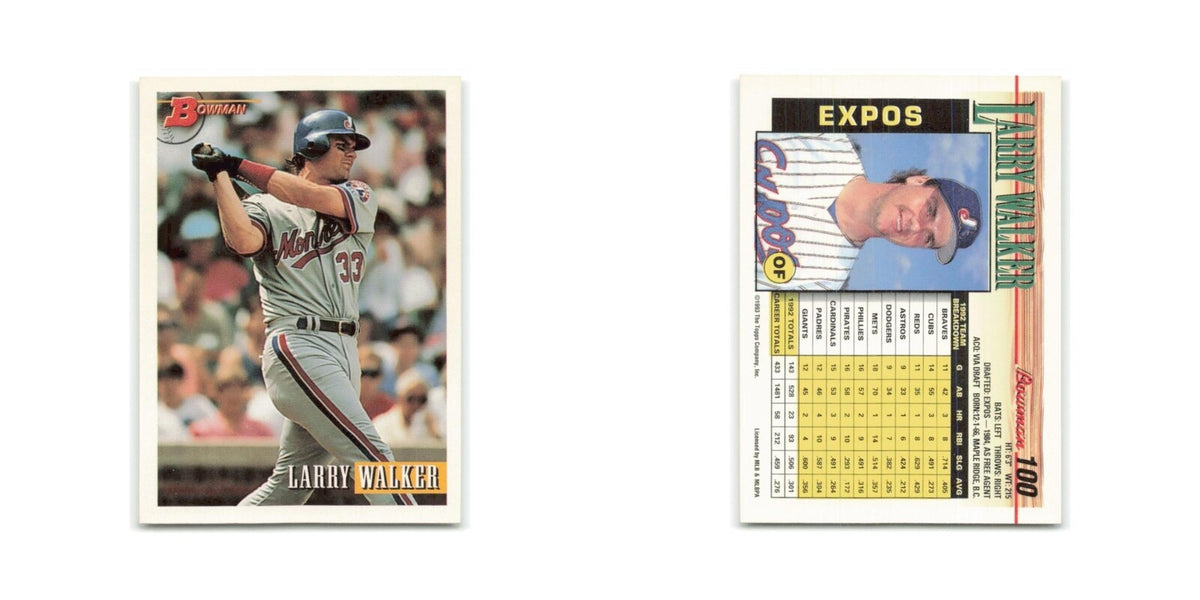 Larry Walker 1993 Bowman #100 Montreal Expos Baseball Card NM