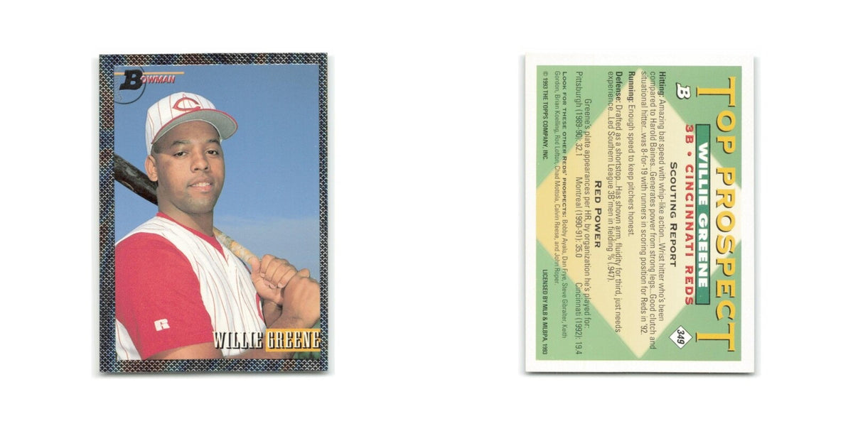 Willie Greene Rookie Foil 1993 Bowman #349 Cincinnati Reds Baseball Card NM