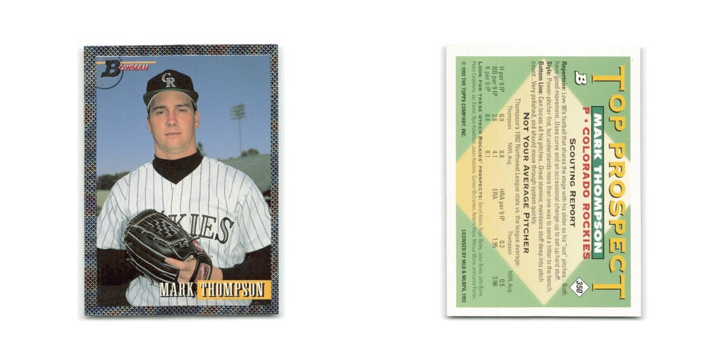 Mark Thompson Rookie Foil 1993 Bowman #350 Colorado Rockies Baseball Card NM