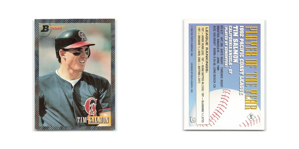 Tim Salmon Foil 1993 Bowman #341 California Angels Baseball Card NM