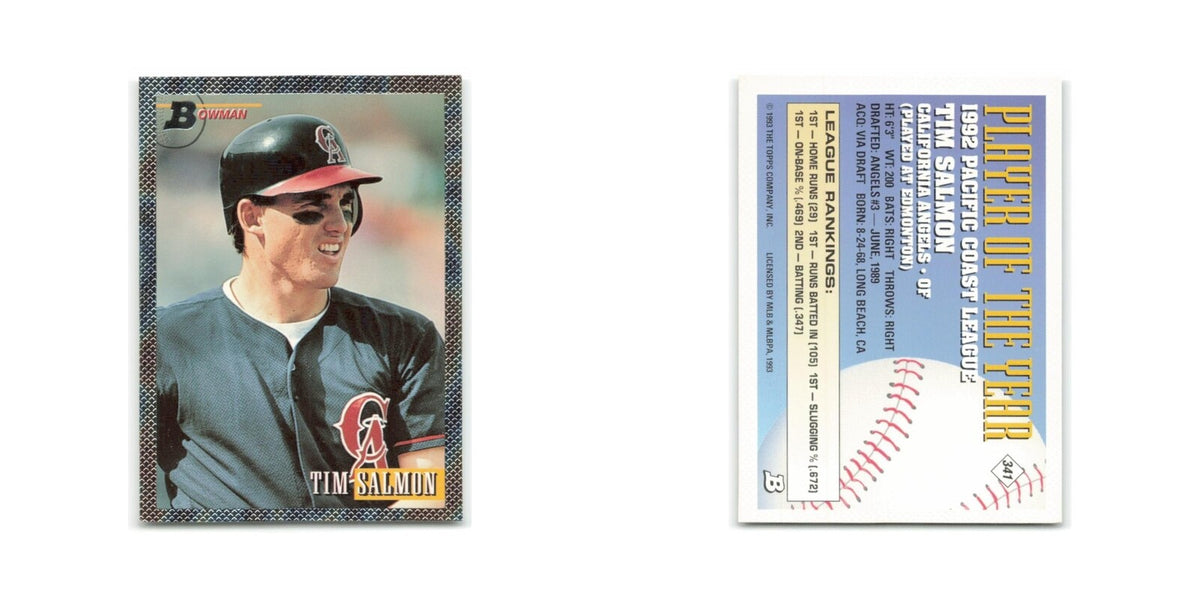 Tim Salmon Foil 1993 Bowman #341 California Angels Baseball Card NM