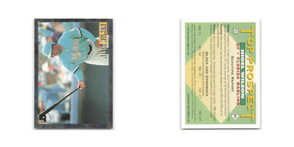 Nigel Wilson Rookie Foil 1993 Bowman #351 Florida Marlins Baseball Card NM