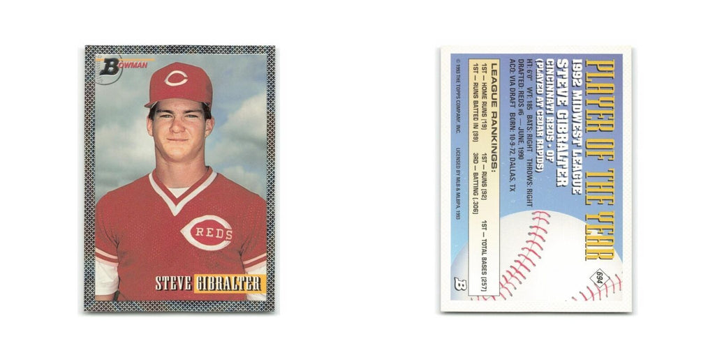 Steve Gibralter Rookie Foil 1993 Bowman #694 Cincinnati Reds Baseball Card NM