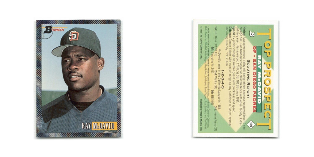 Ray McDavid Rookie Foil 1993 Bowman #359 San Diego Padres Baseball Card NM