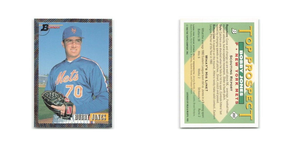 Bobby Jones Rookie Foil 1993 Bowman #355 New York Mets Baseball Card NM