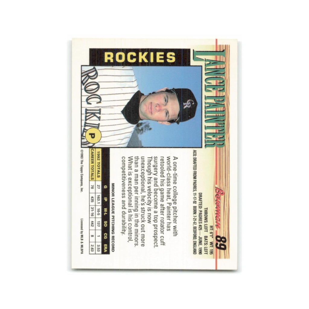 Lance Painter Rookie 1993 Bowman #89 Colorado Rockies Baseball Card NM