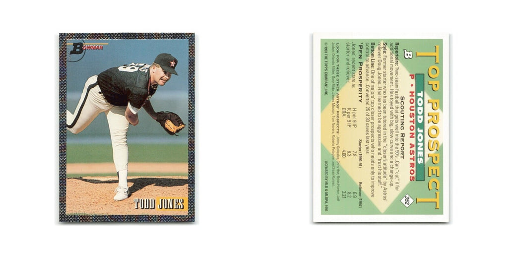 Todd Jones Rookie Foil 1993 Bowman #352 Houston Astros Baseball Card NM