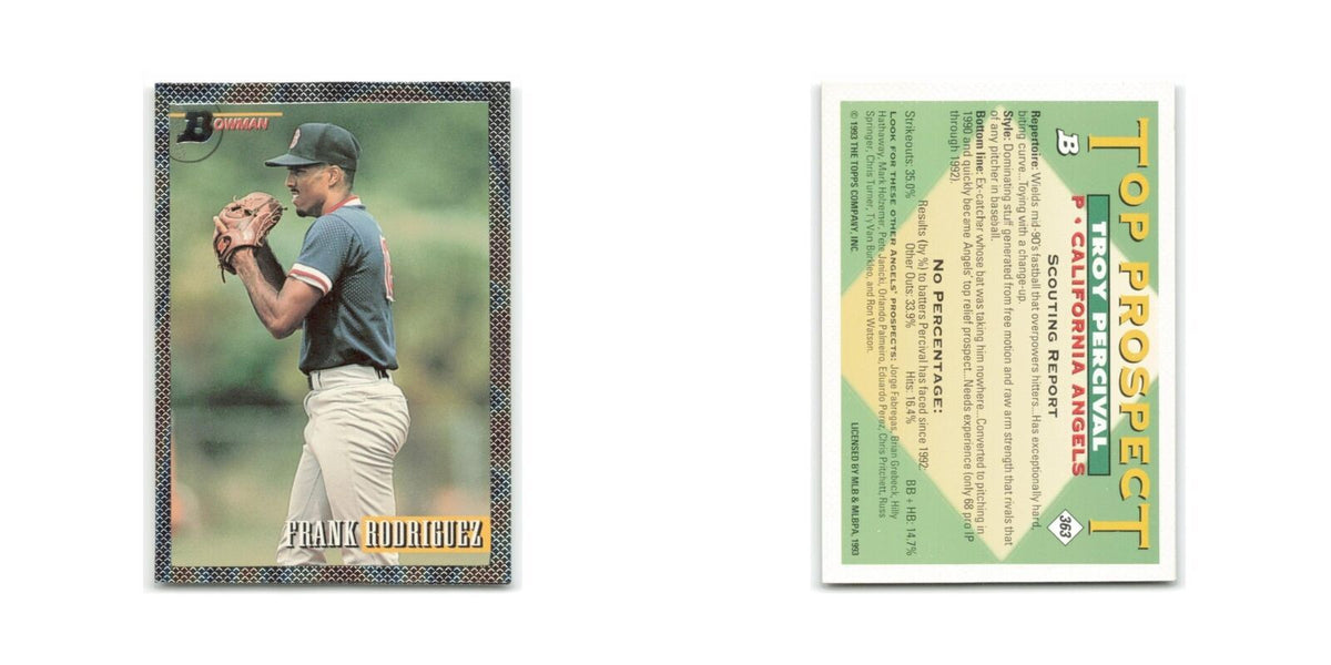 Troy Percival Rookie Foil 1993 Bowman #363 California Angels Baseball Card NM