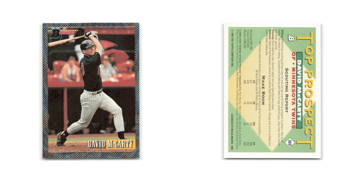 David M.Carty Rookie Foil 1993 Bowman #369 Minnesota Twins Baseball Card NM
