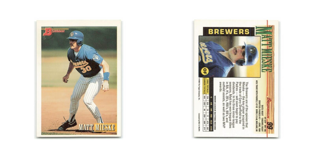 Matt Mieske 1993 Bowman #99 Milwaukee Brewers Baseball Card NM