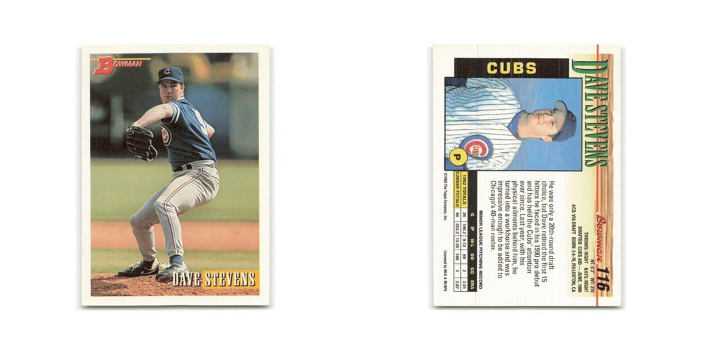 Dave Stevens Rookie 1993 Bowman #116 Chicago Cubs Baseball Card NM