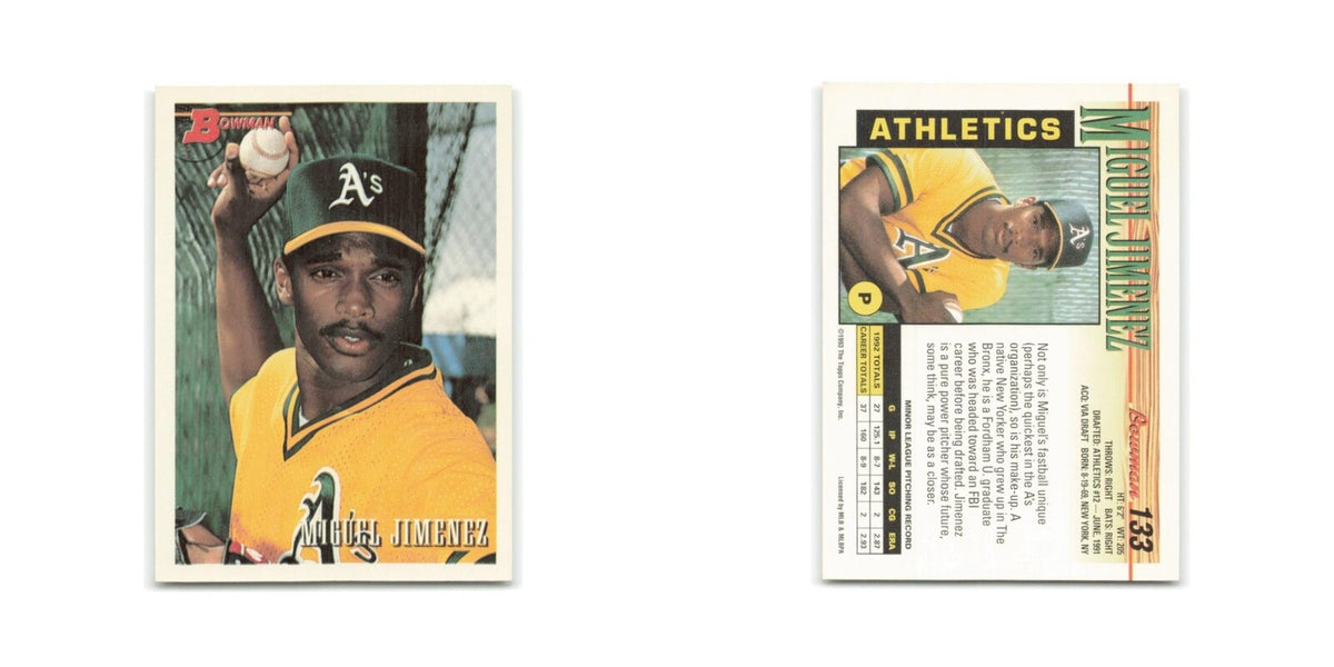 Miguel Jimenez Rookie 1993 Bowman #133 Oakland Athletics Baseball Card NM