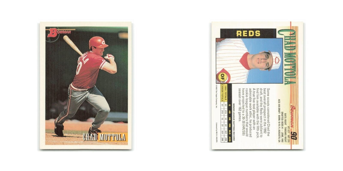 Chad Mottola Rookie 1993 Bowman #90 Cincinnati Reds Baseball Card NM