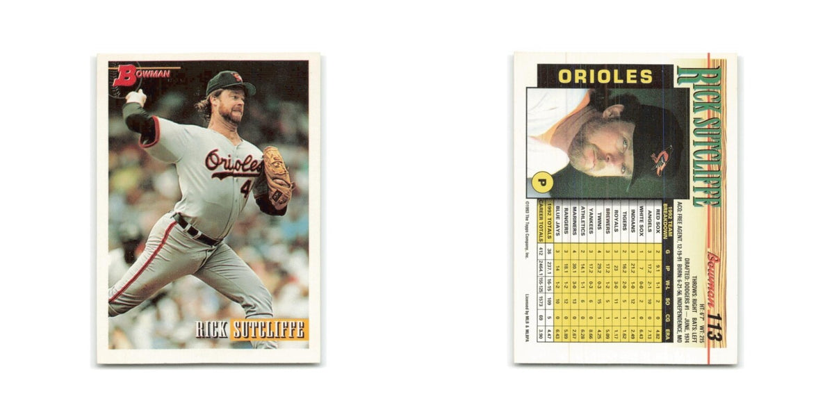 Rick Sutcliffe 1993 Bowman #113 Baltimore Orioles Baseball Card NM