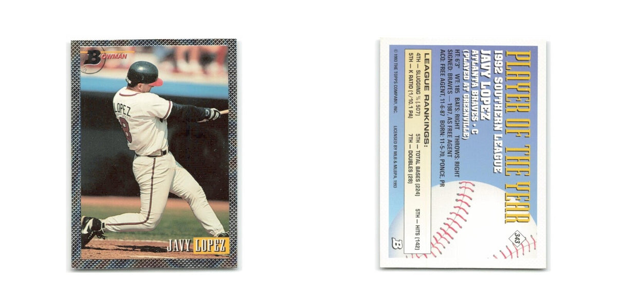 Javy Lopez Foil 1993 Bowman #343 Atlanta Braves Baseball Card NM