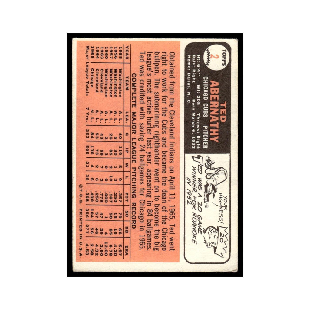 1966 Topps Ted Abernathy Cubs #2
