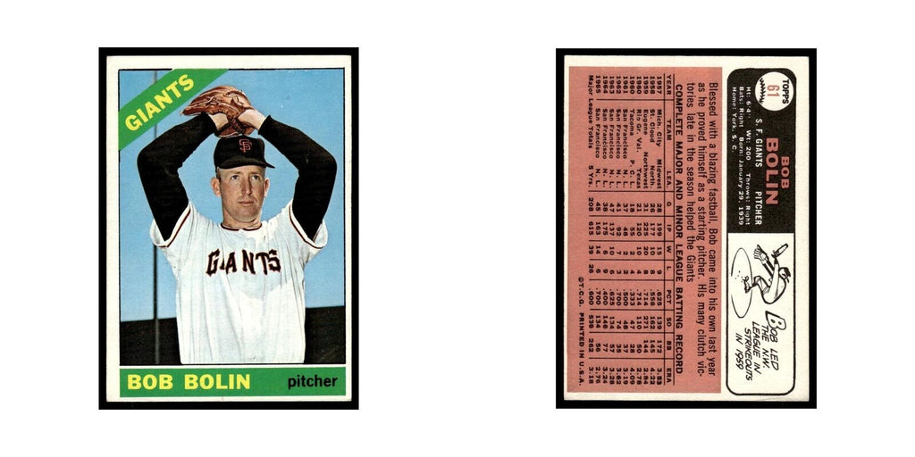 1966 Topps Bob Bolin Giants #61