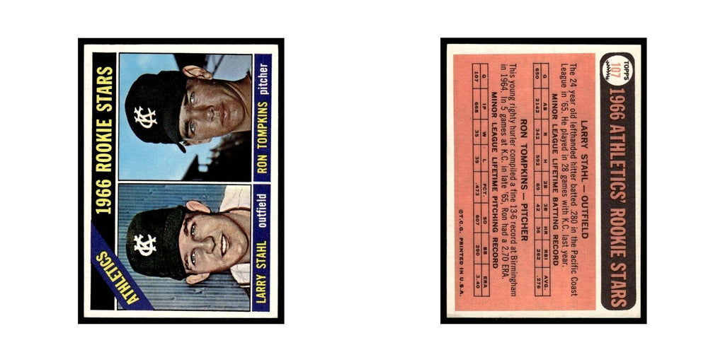 1966 Topps Larry Stahl/Ron Tompkins RC Kansas City Athletics #107