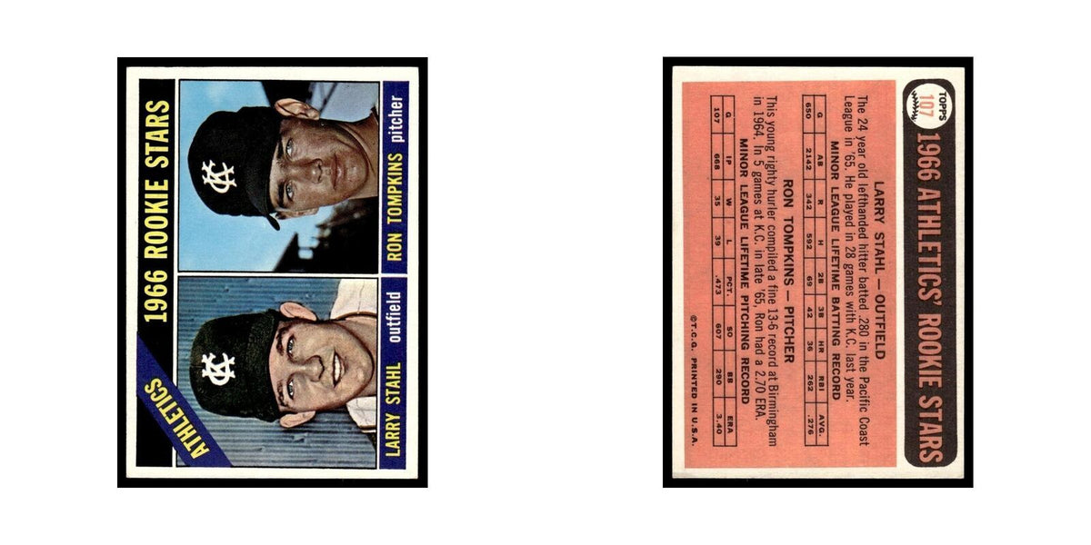 1966 Topps Larry Stahl/Ron Tompkins RC Kansas City Athletics #107