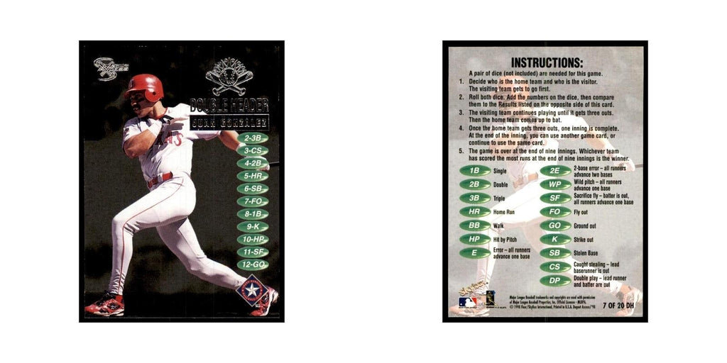 1998 SkyBox Dugout Axcess Juan Gonzalez Baseball Cards #7 OF 20