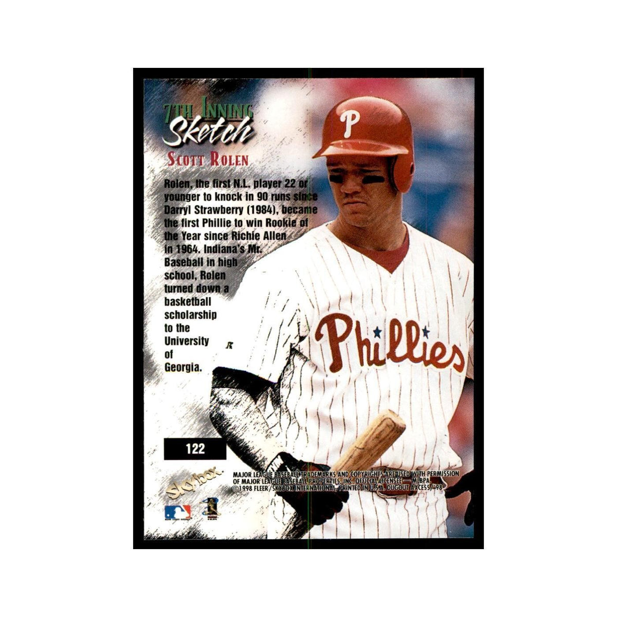1998 SkyBox Dugout Axcess Scott Rolen Baseball Cards #122