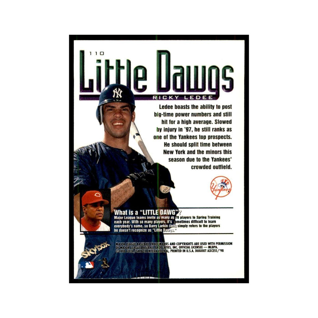 1998 SkyBox Dugout Axcess Ricky Ledee Baseball Cards #110