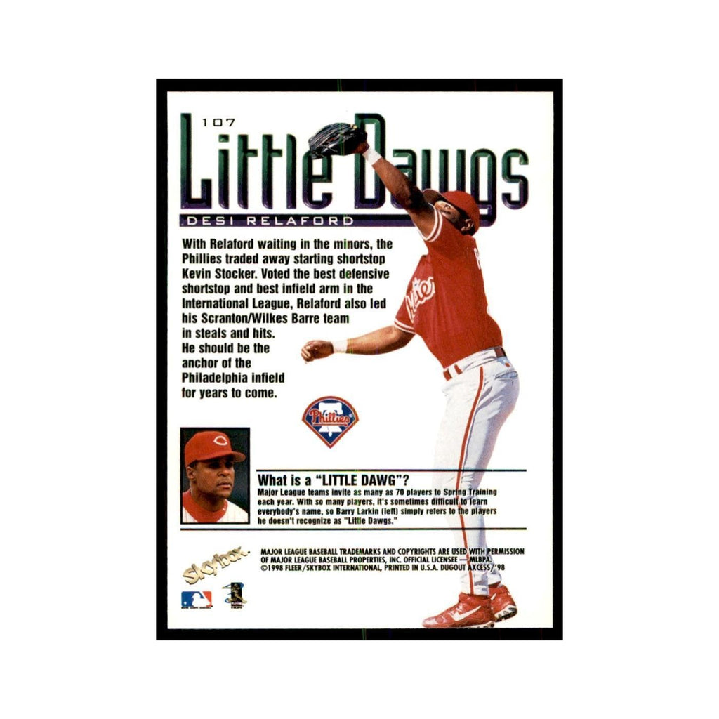 1998 SkyBox Dugout Axcess Desi Relaford Baseball Cards #107