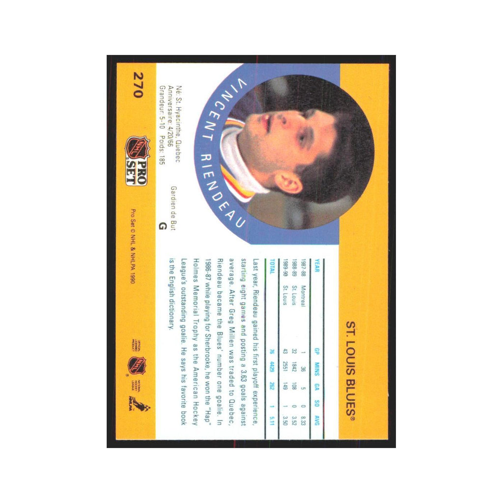 1990 Pro Set Vincent Riendeau St. Louis Blues #270