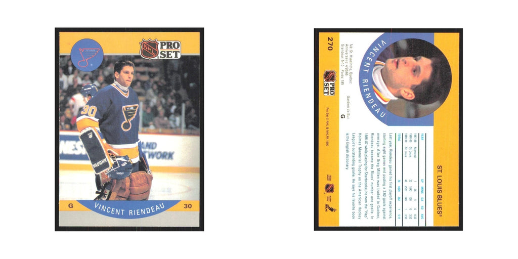 1990 Pro Set Vincent Riendeau St. Louis Blues #270