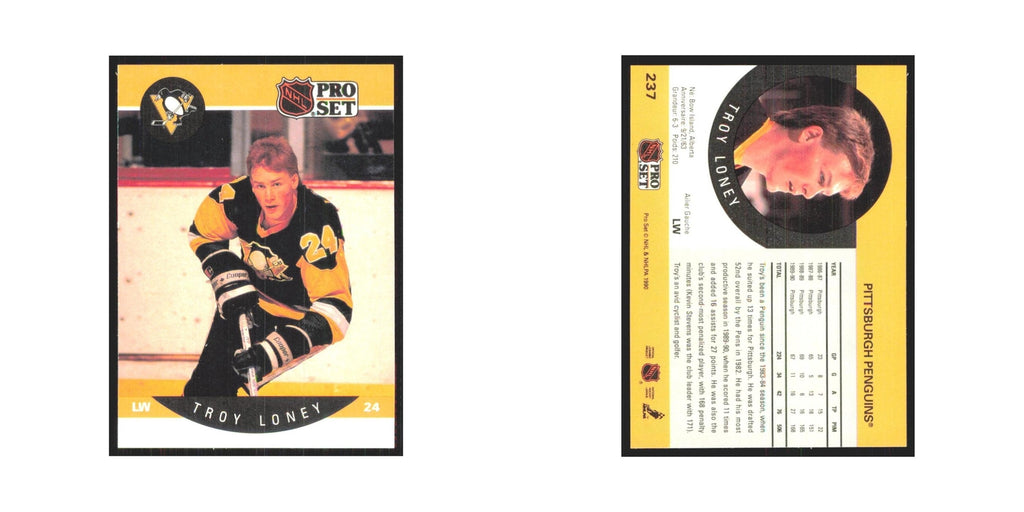 1990 Pro Set Troy Loney Pittsburgh Penguins #237