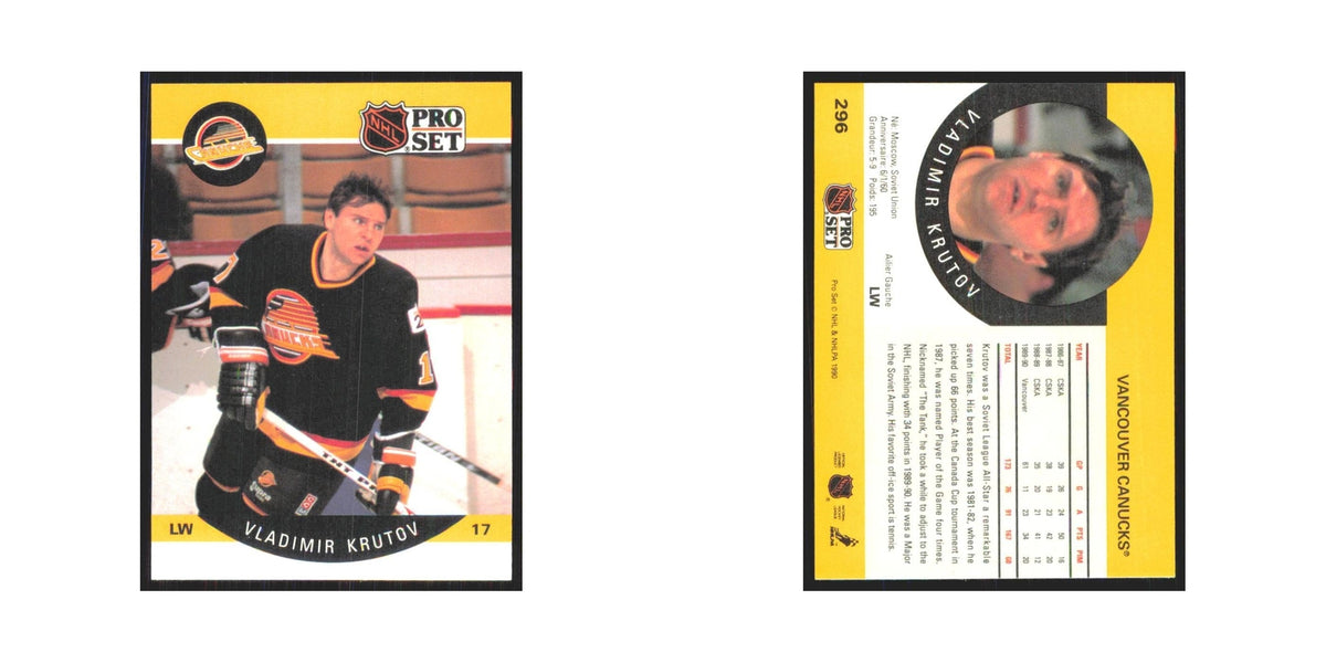 1990 Pro Set Vladimir Krutov Vancouver Canucks #296