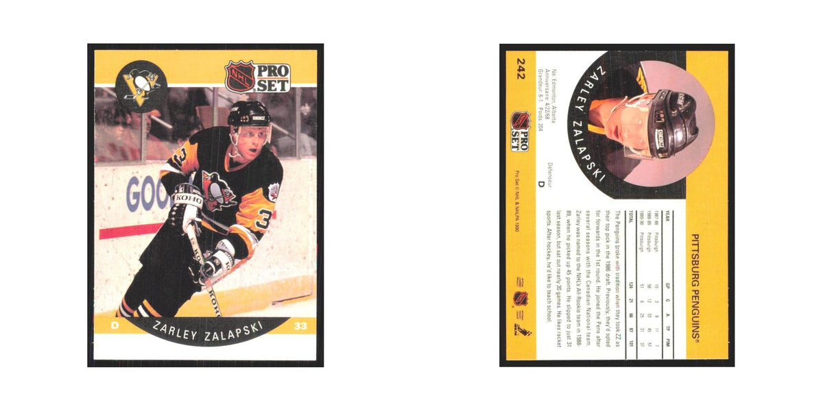 1990 Pro Set Zarley Zalapski Pittsburgh Penguins #242