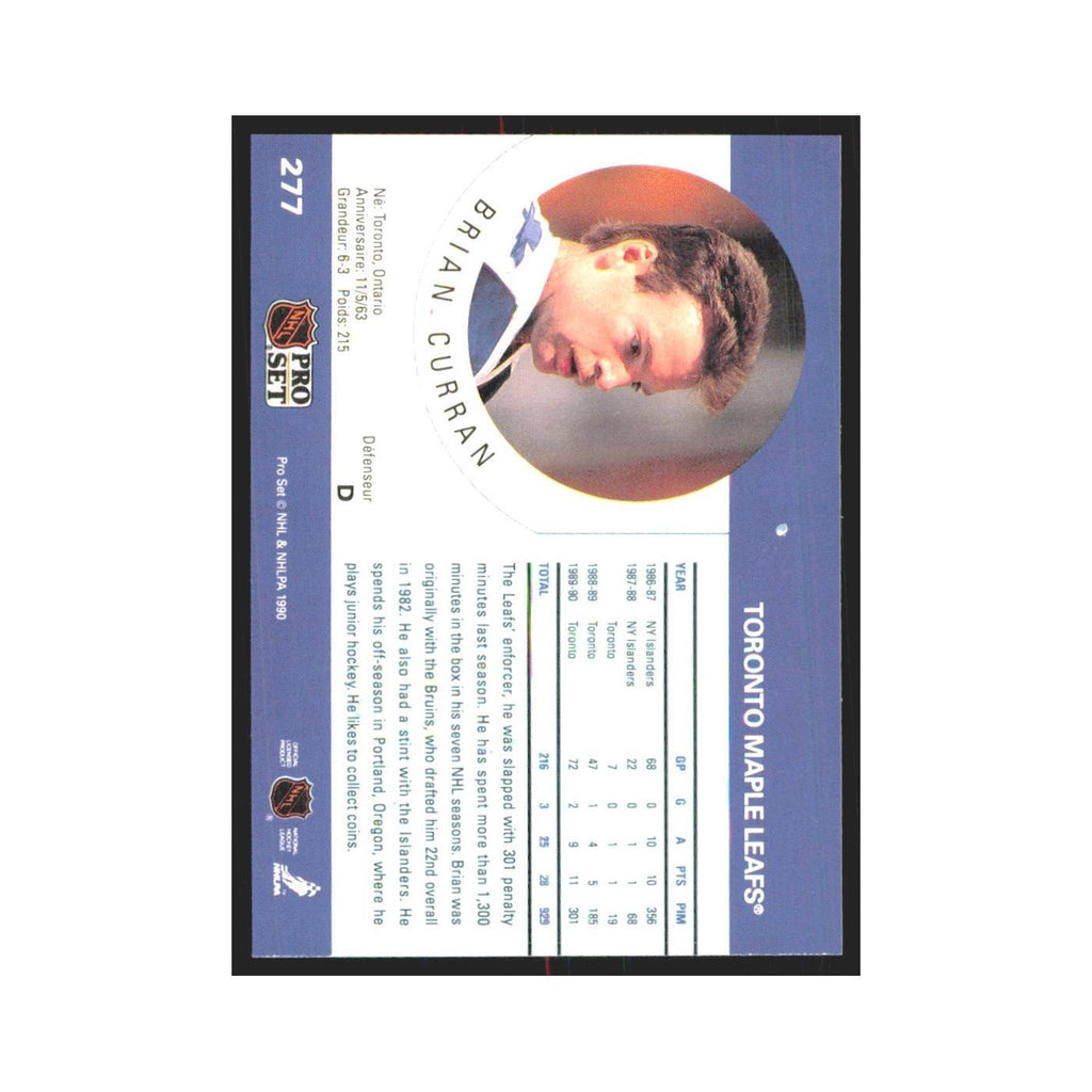 1990 Pro Set Brian Curran Toronto Maple Leafs #277