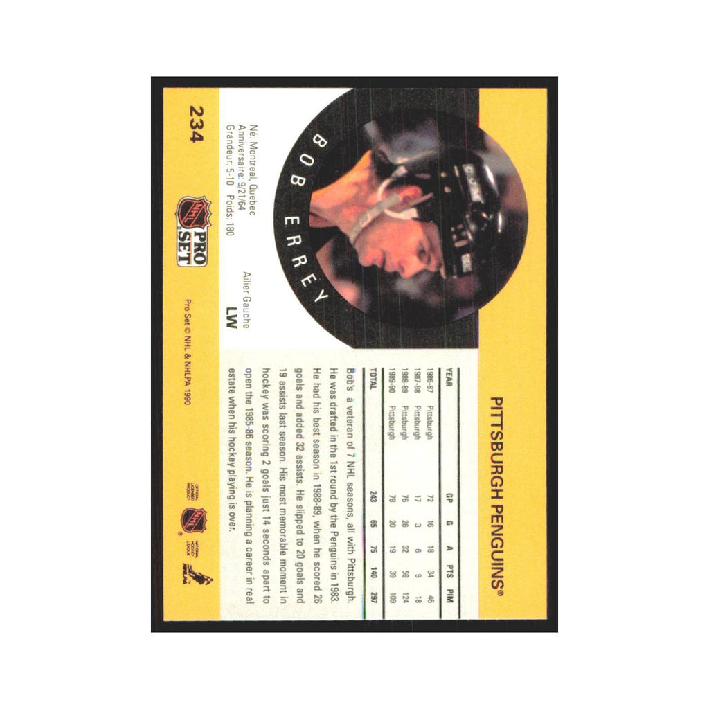 1990 Pro Set Bob Errey Pittsburgh Penguins #234
