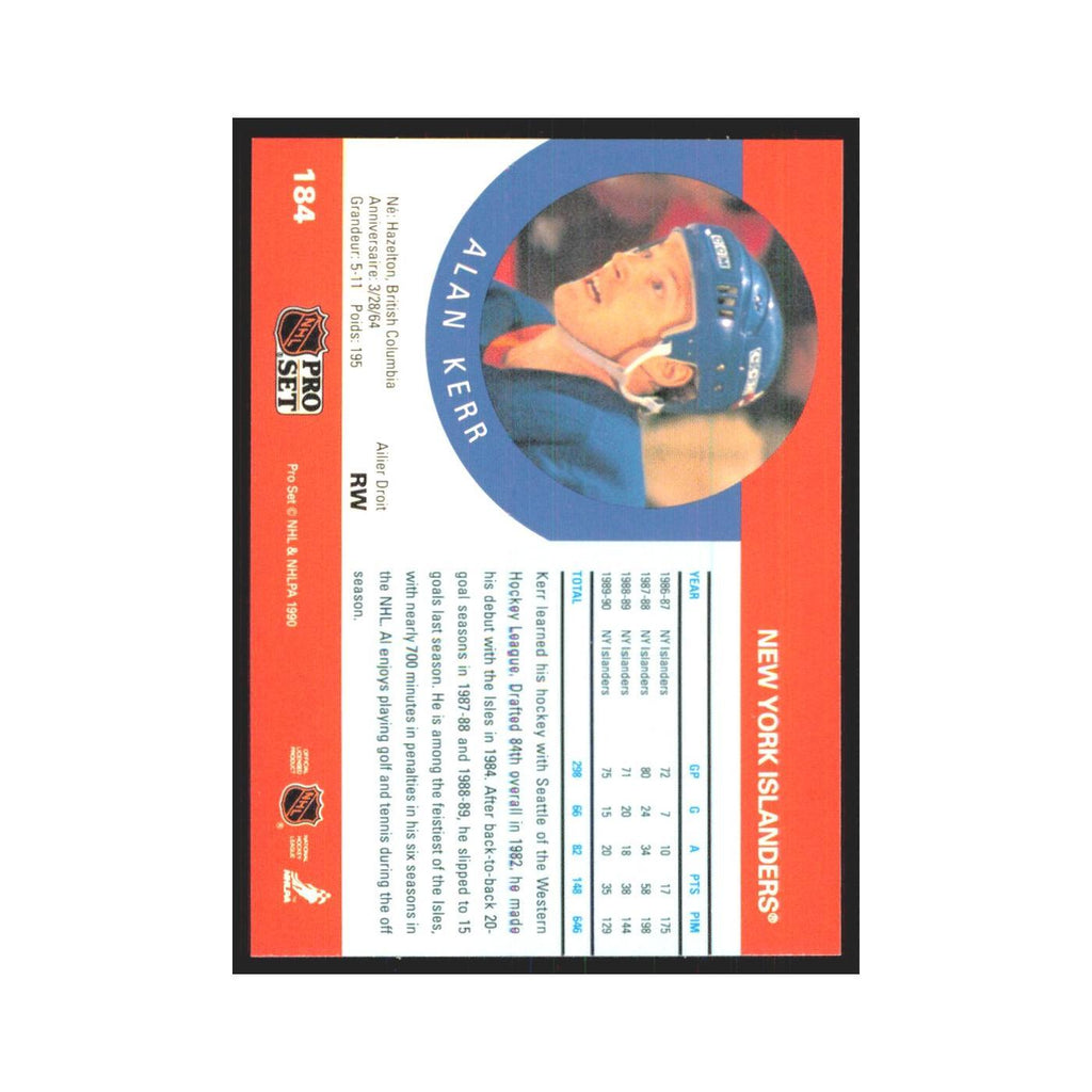 1990 Pro Set Alan Kerr New York Islanders #184
