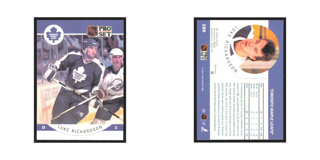 1990 Pro Set Luke Richardson Toronto Maple Leafs #289
