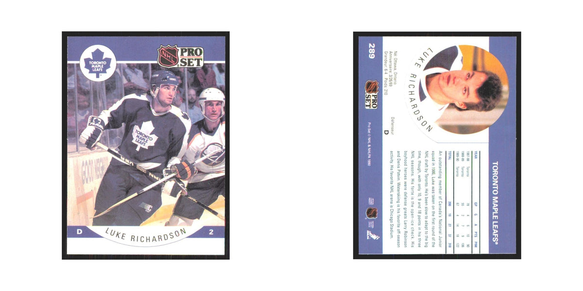 1990 Pro Set Luke Richardson Toronto Maple Leafs #289