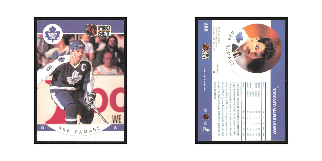 1990 Pro Set Rob Ramage Toronto Maple Leafs #288