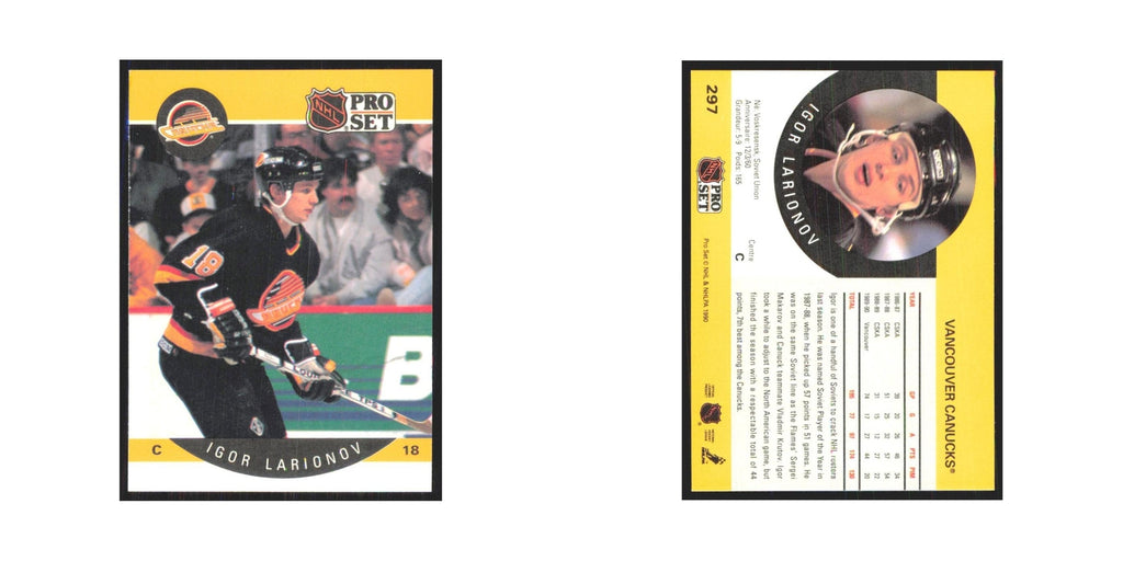 1990 Pro Set Igor Larionov Vancouver Canucks #297