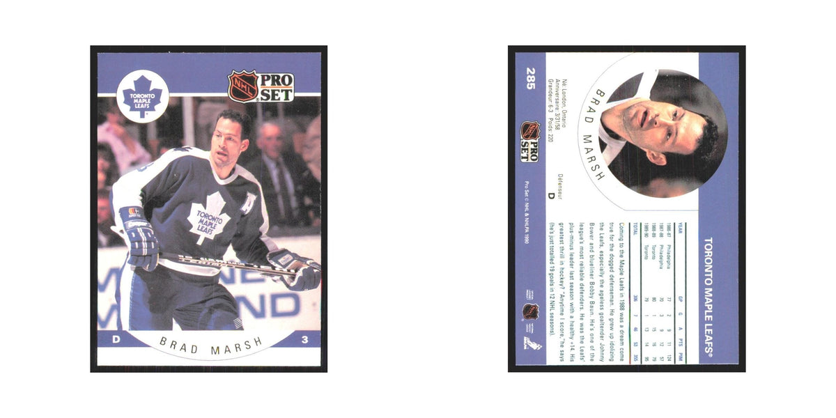 1990 Pro Set Brad Marsh Toronto Maple Leafs #285