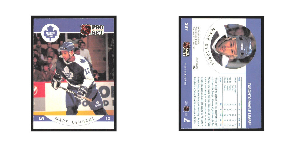 1990 Pro Set Mark Osborne Toronto Maple Leafs #287