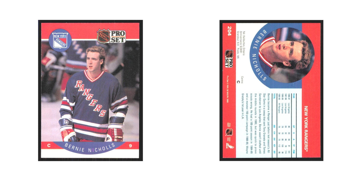 1990 Pro Set Bernie Nicholls New York Rangers #204