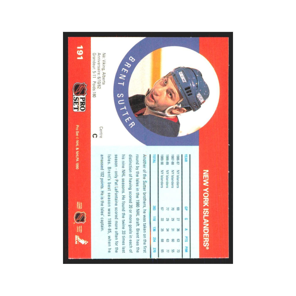 1990 Pro Set Brent Sutter New York Islanders #191