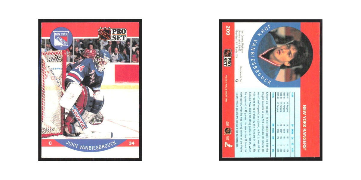 1990 Pro Set John Vanbiesbrouck New York Rangers #209