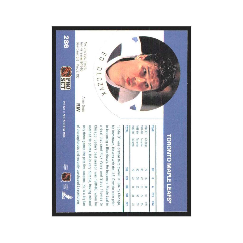 1990 Pro Set Ed Olczyk Toronto Maple Leafs #286