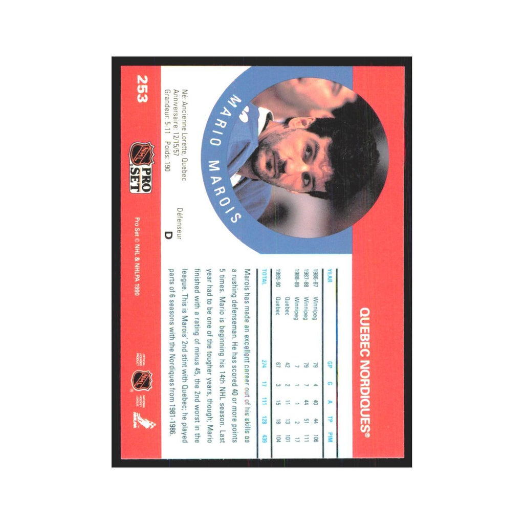 1990 Pro Set Mario Marois Quebec Nordiques #253