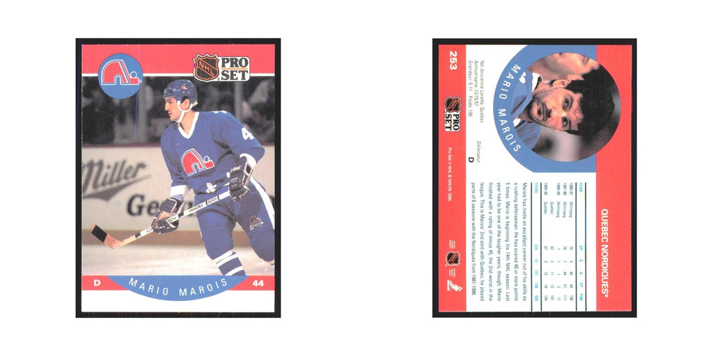 1990 Pro Set Mario Marois Quebec Nordiques #253