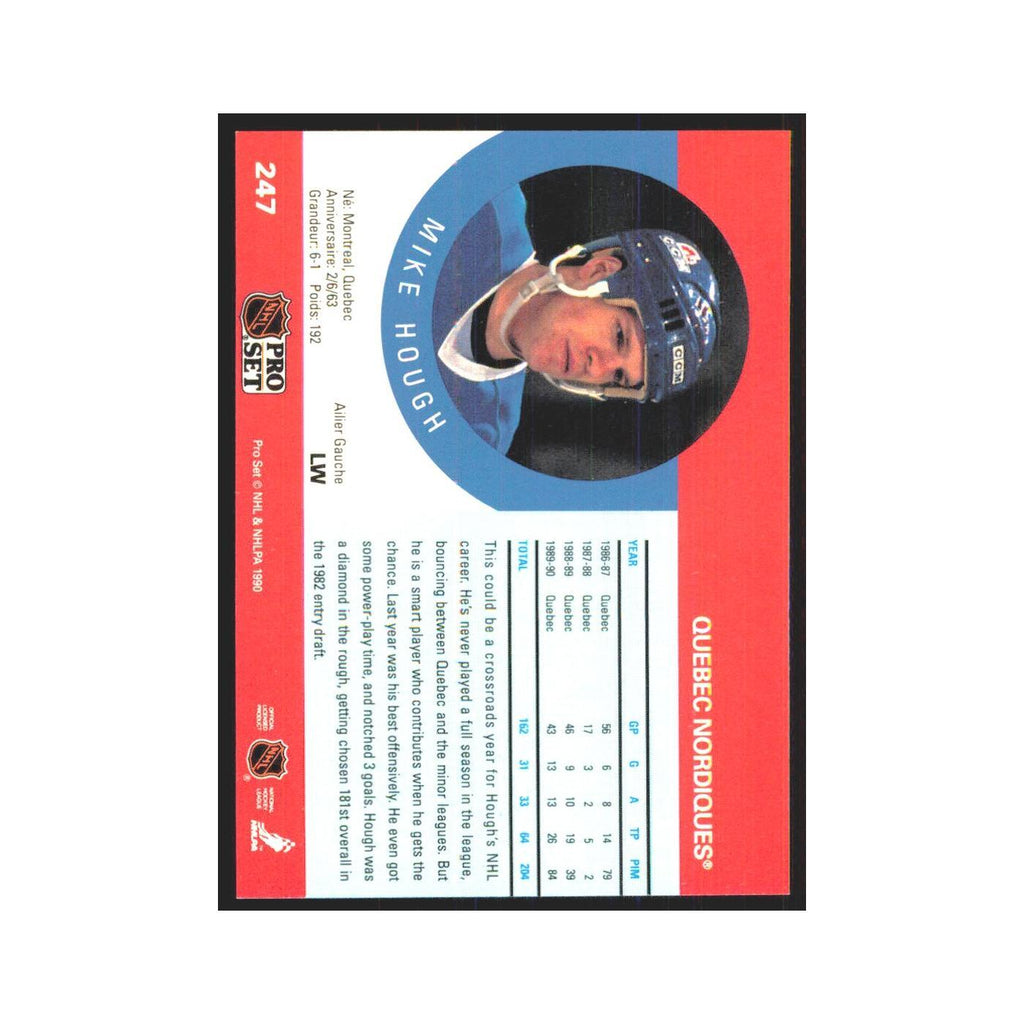 1990 Pro Set Mike Hough Quebec Nordiques #247