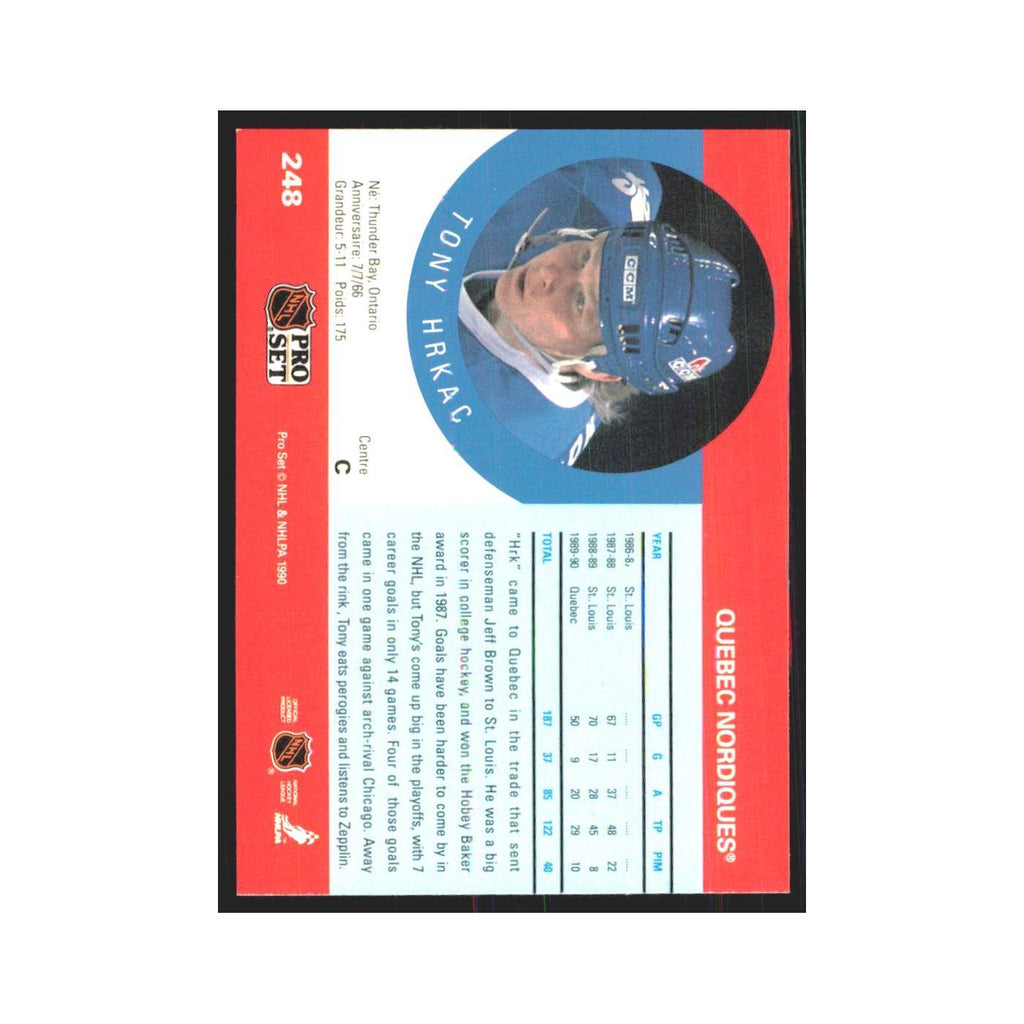 1990 Pro Set Tony Hrkac Quebec Nordiques #248